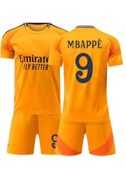 Mbappe 2025 Sezon Real Madri'd Turuncu Futbol Çocuk Forması 2'li Set Forma + Short