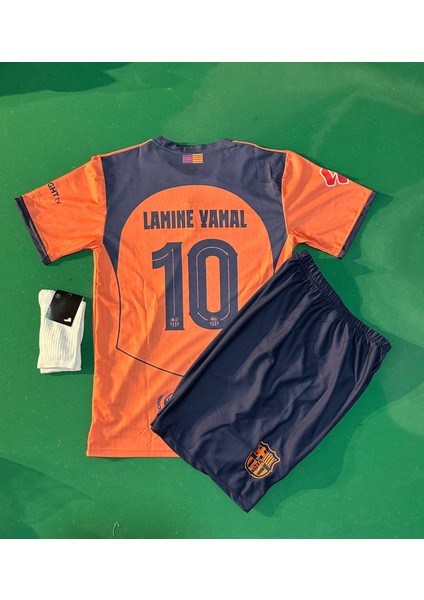 Barcelona Lamin Yamal Yeni Sezon 2025/26 Sezon Çocuk Forması 3'lü Set(Turuncu)