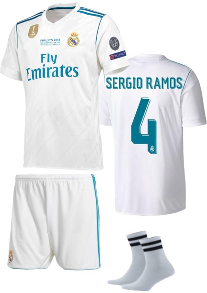 2017 Kiev Sergio Ramos Real Madri'd Futbol Çocuk Forması 3'lü Set Çorap Hediyeli