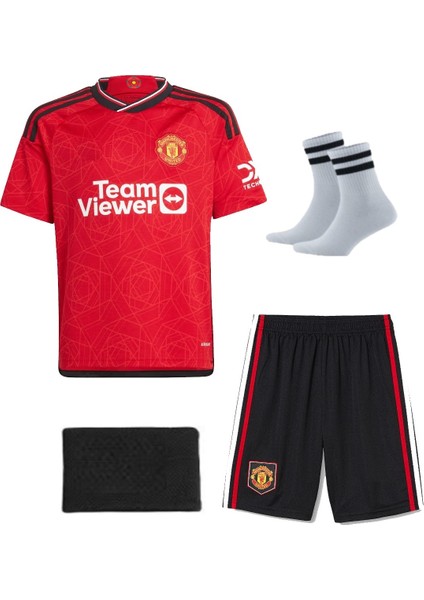 M.united Bruno Fernandes 2023/24 Sezon Futbol Çocuk Forması 4'lü Set Çorap+Bileklik Hediyeli