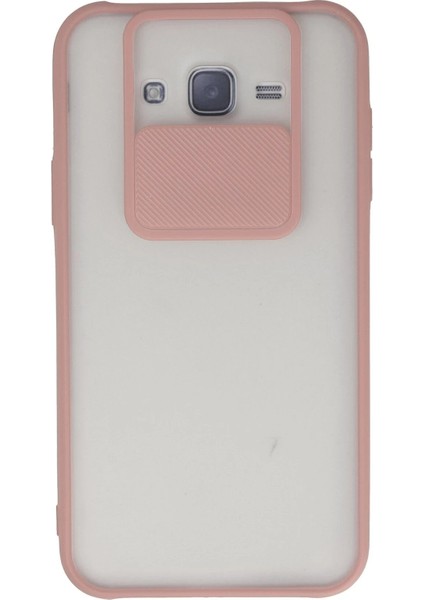 MYT09 Samsung Galaxy J7 Kılıf Palm Buzlu Kamera Sürgülü Silikon - Pembe