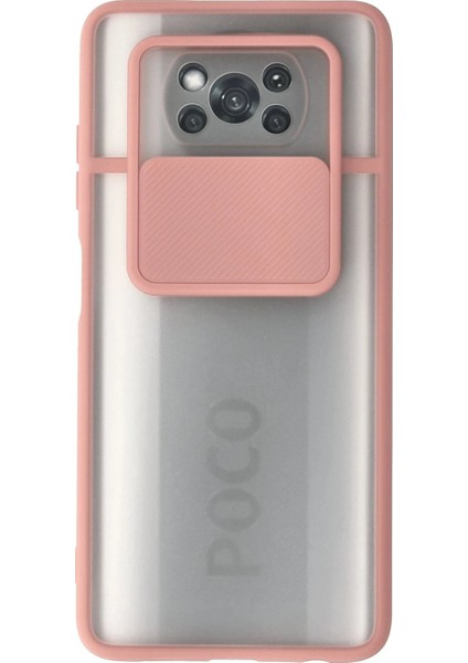 MYT09 Xiaomi Pocophone X3 Kılıf Palm Buzlu Kamera Sürgülü Silikon - Pembe