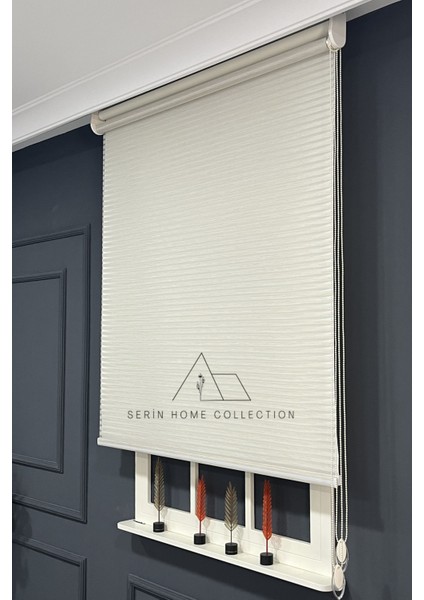 Krem Bambu Jaluzi Görünümlü Tül ve Stor Perde (Dayanıklı Alüminyum Kasa) modelleri