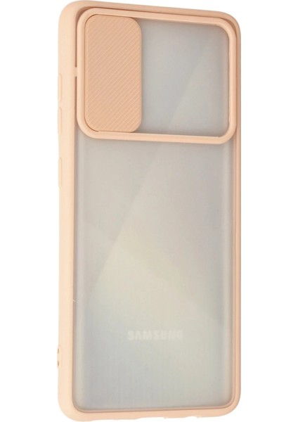 MYT09 Samsung Galaxy A71 Kılıf Palm Buzlu Kamera Sürgülü Silikon - Pembe modelleri