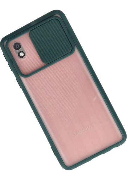 MYT09 Samsung Galaxy A01 Core Kılıf Palm Buzlu Kamera Sürgülü Silikon - Yeşil fiyatları