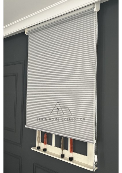 Gri Bambu Jaluzi Görünümlü Tül ve Stor Perde (Dayanıklı Alüminyum Kasa) modelleri
