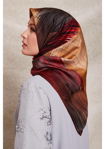 Bordo Çizgi Desen Twill Ipek EŞARP-0916 fiyatları