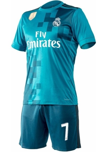Ronaldo Real Madri'd 2018 Sezon Turkuaz Futbol Çocuk Forması 2'li Set Forma + Short