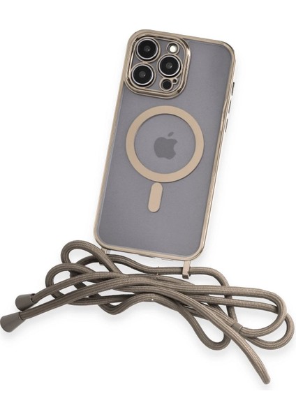 MYT09 iPhone 13 Pro Max Kılıf Divo Lazer Askılı Magsafe Kapak - Gold modelleri