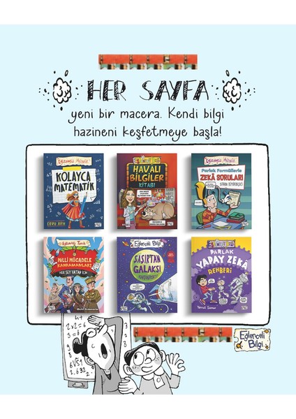 Milli Mücadele Kahramanları, Havalı Bilgiler Kitabı, Parlak Yapay Zeka Rehberi, Kolayca Matematik, Zeka Soruları, Şaşırtan Galaksi(6kitap)
