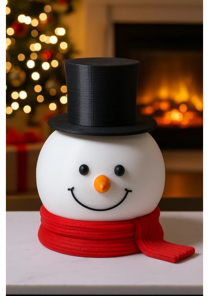 Şapkalı Kardan Adam Kase | Çıkarılabilir Kapaklı Karlı Kase | Yılbaşı Dekor ve Şekerlik fiyatları