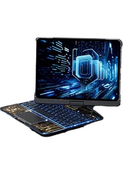 MYT09 JP11 iPad Pro 11 (2022) Kılıf Vales Dönen Ledli Klavyeli Tablet Kılıfı - Siyah