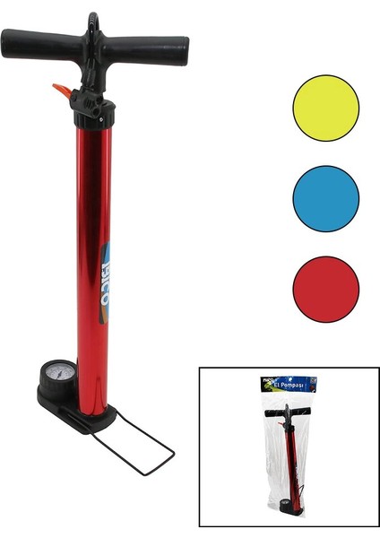 Saatli Iran El Pompası Metal Gövde Plastik Kol - Altlık 55 cm Top - Bisiklet - Motor (5148)