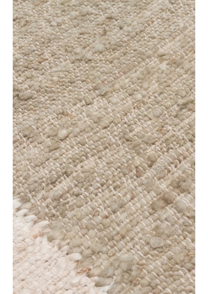 Soul Mint Cream, Yün ve Jüt ile Üretilen Kendinden Bordürlü Modern %100 Doğal Salon Halısı fırsatları