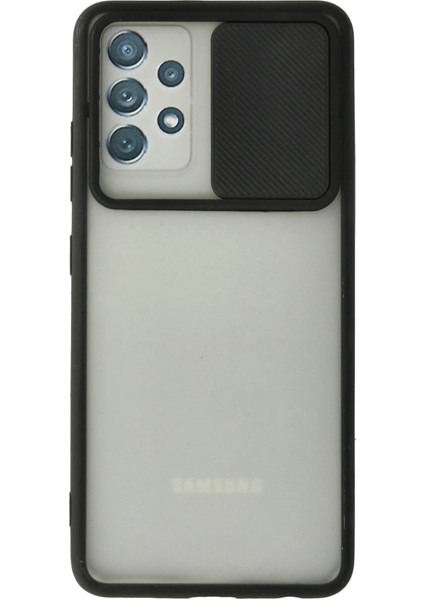 MYT09 Samsung Galaxy A72 Kılıf Palm Buzlu Kamera Sürgülü Silikon - Siyah