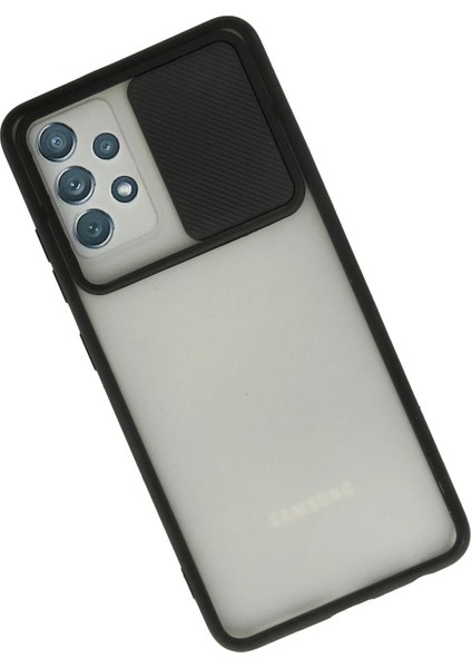 MYT09 Samsung Galaxy A72 Kılıf Palm Buzlu Kamera Sürgülü Silikon - Siyah fiyatları