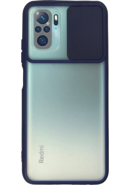 MYT09 Xiaomi Redmi Note 10 Kılıf Palm Buzlu Kamera Sürgülü Silikon - Lacivert