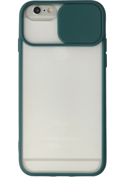 MYT09 iPhone 6 Plus Kılıf Palm Buzlu Kamera Sürgülü Silikon - Yeşil