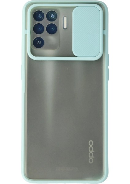 MYT09 Oppo Reno 5 Lite Kılıf Palm Buzlu Kamera Sürgülü Silikon - Turkuaz