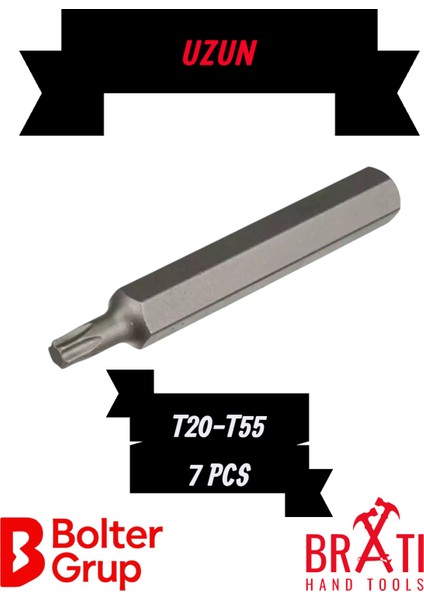 Tork Otomotiv Bits Uç Uzun Set T20 Ile T55 Arası 75MM 7 Parça fiyatları