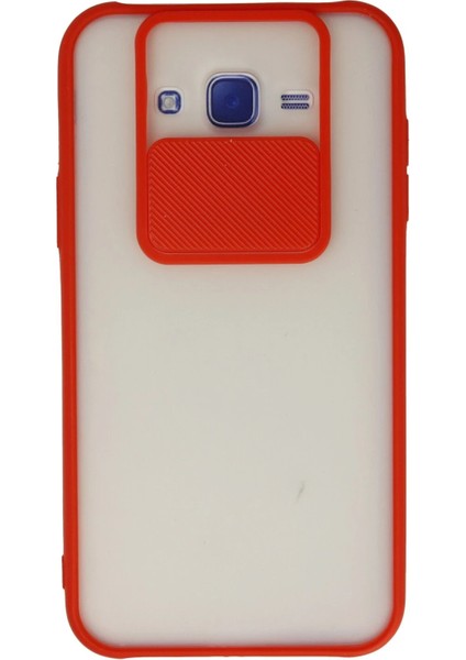 MYT09 Samsung Galaxy J7 Kılıf Palm Buzlu Kamera Sürgülü Silikon - Kırmızı