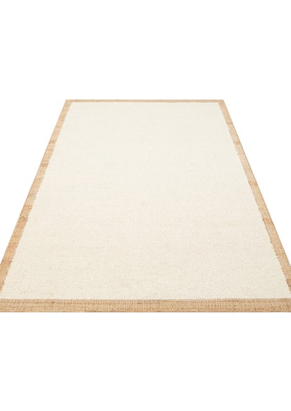 Soul Cream Natural, Yün ve Jüt ile Üretilen Kendinden Bordürlü Modern %100 Doğal Salon Halısı indirimleri