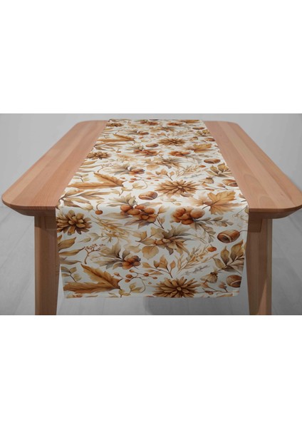 Sonbahar Kozalak Desenli Dijital Baskı Dikişli Dikdörtgen Masa Runner fiyatları