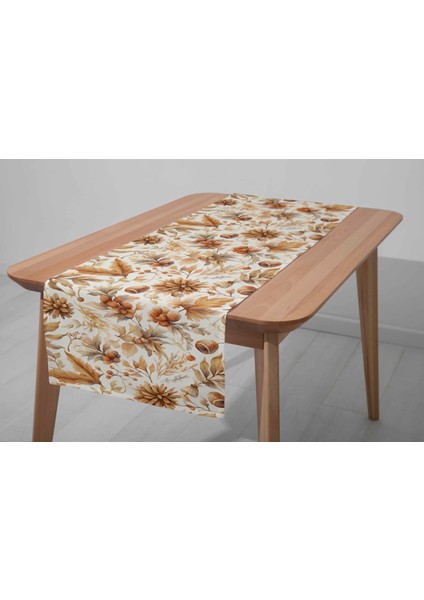 Sonbahar Kozalak Desenli Dijital Baskı Dikişli Dikdörtgen Masa Runner modelleri