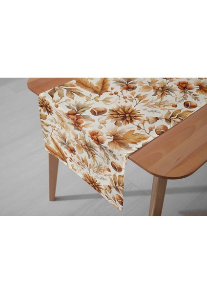 Sonbahar Kozalak Desenli Dijital Baskı Dikişli Dikdörtgen Masa Runner fırsatları