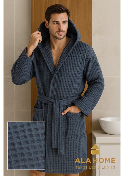 Waffle Desen Pike Unisex Bornoz | %100 Pamuklu Pike Bornoz