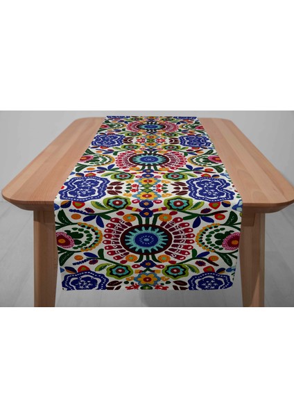 Bohem Desenli Dijital Baskı Dikişli Dikdörtgen Masa Runner fiyatları