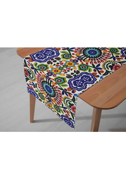 Bohem Desenli Dijital Baskı Dikişli Dikdörtgen Masa Runner fırsatları