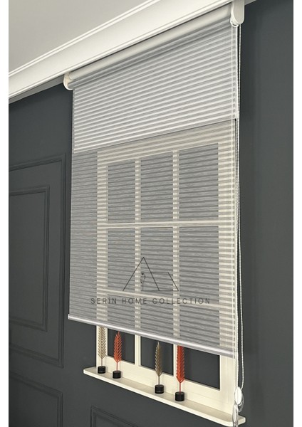 Gri Bambu Jaluzi Görünümlü Tül ve Stor Perde (Dayanıklı Alüminyum Kasa) fiyatları