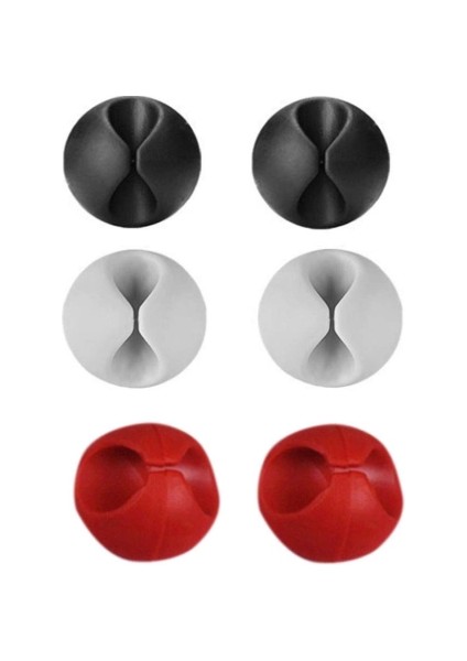 Yapışkanlı Kablo Sabitleyici Düzenleyici 6'lı Paket (2 Beyaz-2 Kırmızı-2 Siyah) MZ2023-38