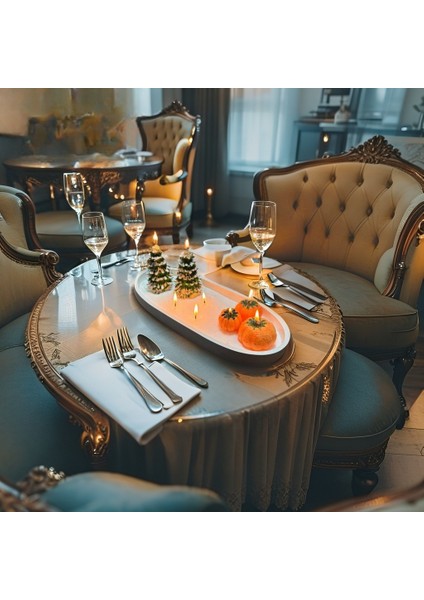 Dev Yılbaşı Kasesi - Inci Kumu Mum Üzerinde Kabak ve Çam Ağaçlı Dekor Mumlar fiyatları