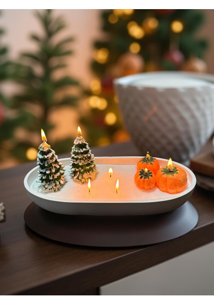 Dev Yılbaşı Kasesi - Inci Kumu Mum Üzerinde Kabak ve Çam Ağaçlı Dekor Mumlar fırsatları