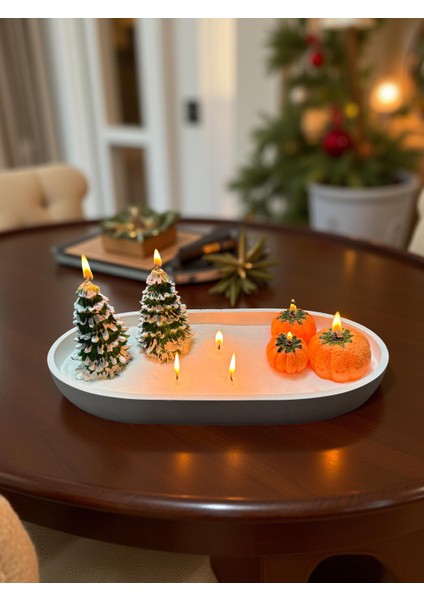 Dev Yılbaşı Kasesi - Inci Kumu Mum Üzerinde Kabak ve Çam Ağaçlı Dekor Mumlar indirimleri