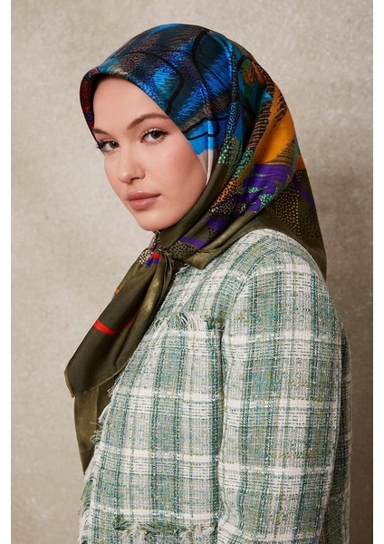 Yeşil Karmaşık Desen Twill Ipek EŞARP-0915 fiyatları