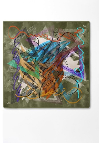 Yeşil Karmaşık Desen Twill Ipek EŞARP-0915 modelleri