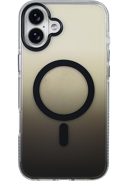 iPhone 16 Kılıf M-Safe Şarj Özellikli Transparan Renk Geçişli Vrdr Toros Kapak - Gold fırsatları