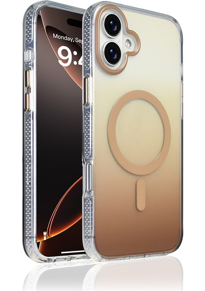 iPhone 16 Plus Kılıf M-Safe Şarj Özellikli Transparan Renk Geçişli Vrdr Toros Kapak - Gri fiyatları