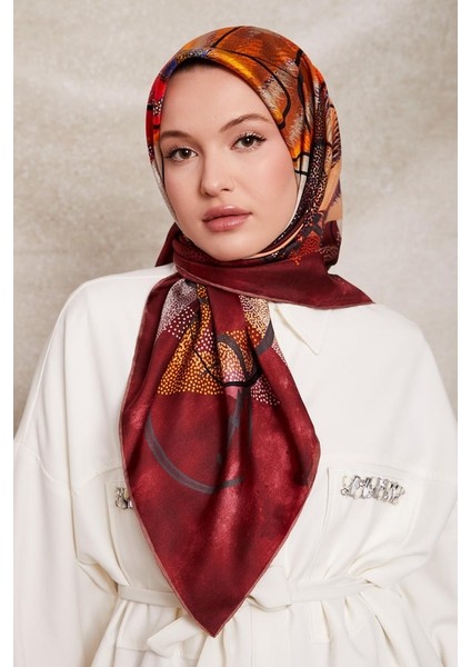 Bordo Karmaşık Desen Twill Ipek EŞARP-0915 fiyatları