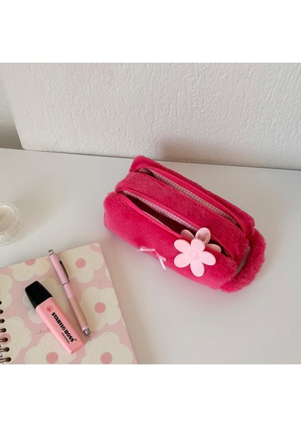 Double Softy Kalemlik/ Iki Fermuarlı/ Çift Bölmeli/ Makyaj Çantası/ Peluş/ Tüylü fiyatları