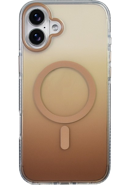 iPhone 16 Kılıf M-Safe Şarj Özellikli Transparan Renk Geçişli Vrdr Toros Kapak - Mavi modelleri