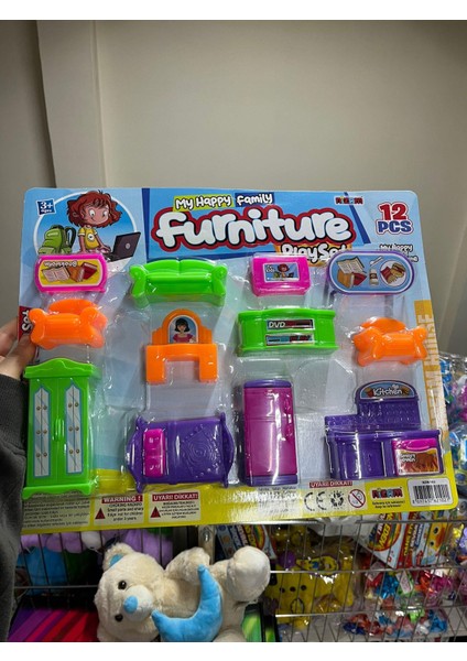 Oyuncak Ev Eşyası 12 Parça Ev Seti Oturma Odası Eşya
