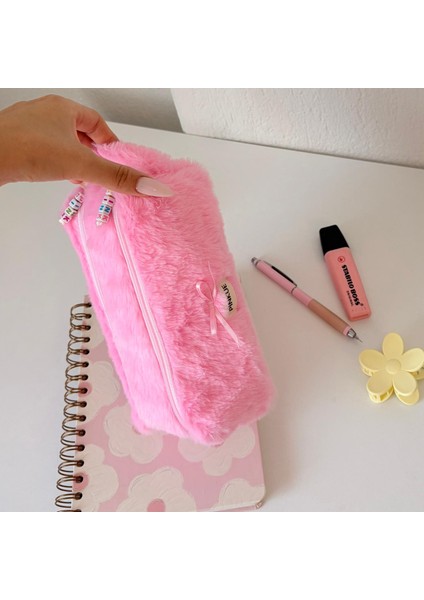 Double Softy Kalemlik/ Iki Fermuarlı/ Çift Bölmeli/ Makyaj Çantası/ Peluş/ Tüylü modelleri