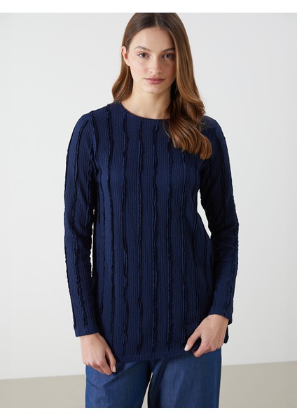 Yeni Sezon Bisiklet Yaka Dokulu Kadın Tunik