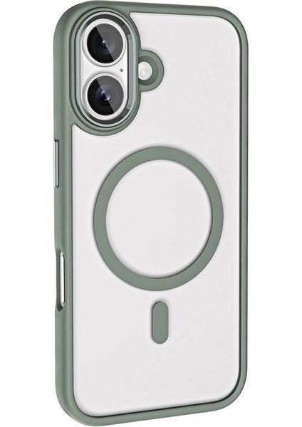 iPhone 16 Kılıf Wireless Şarj Özellikli Vrdr Krom M-Safe Silikon Kapak - Rose Gold