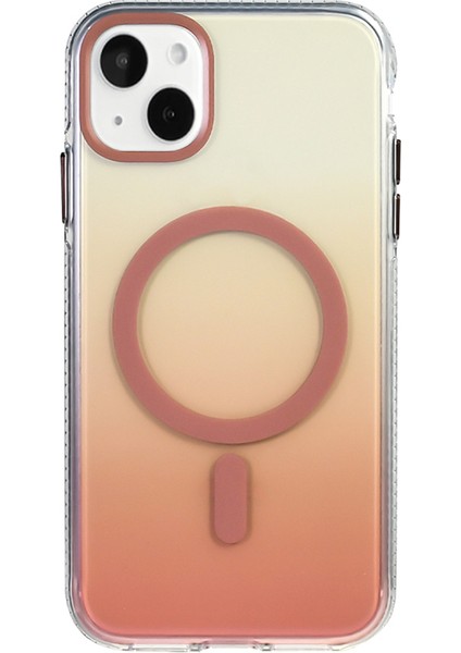 iPhone 15 Kılıf M-Safe Şarj Özellikli Transparan Renk Geçişli Vrdr Toros Kapak - Mavi