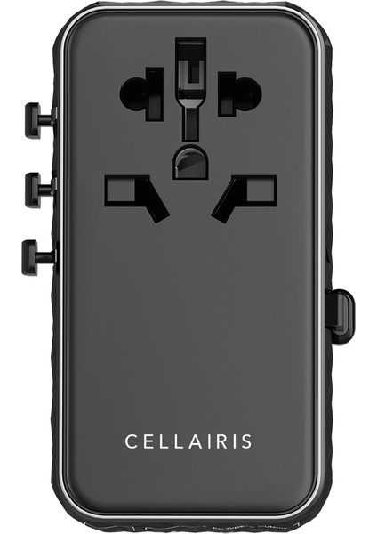 Premium Dünya Seyahat Adaptörü Gan Pd 85W Dahili Kablolu - Siyah